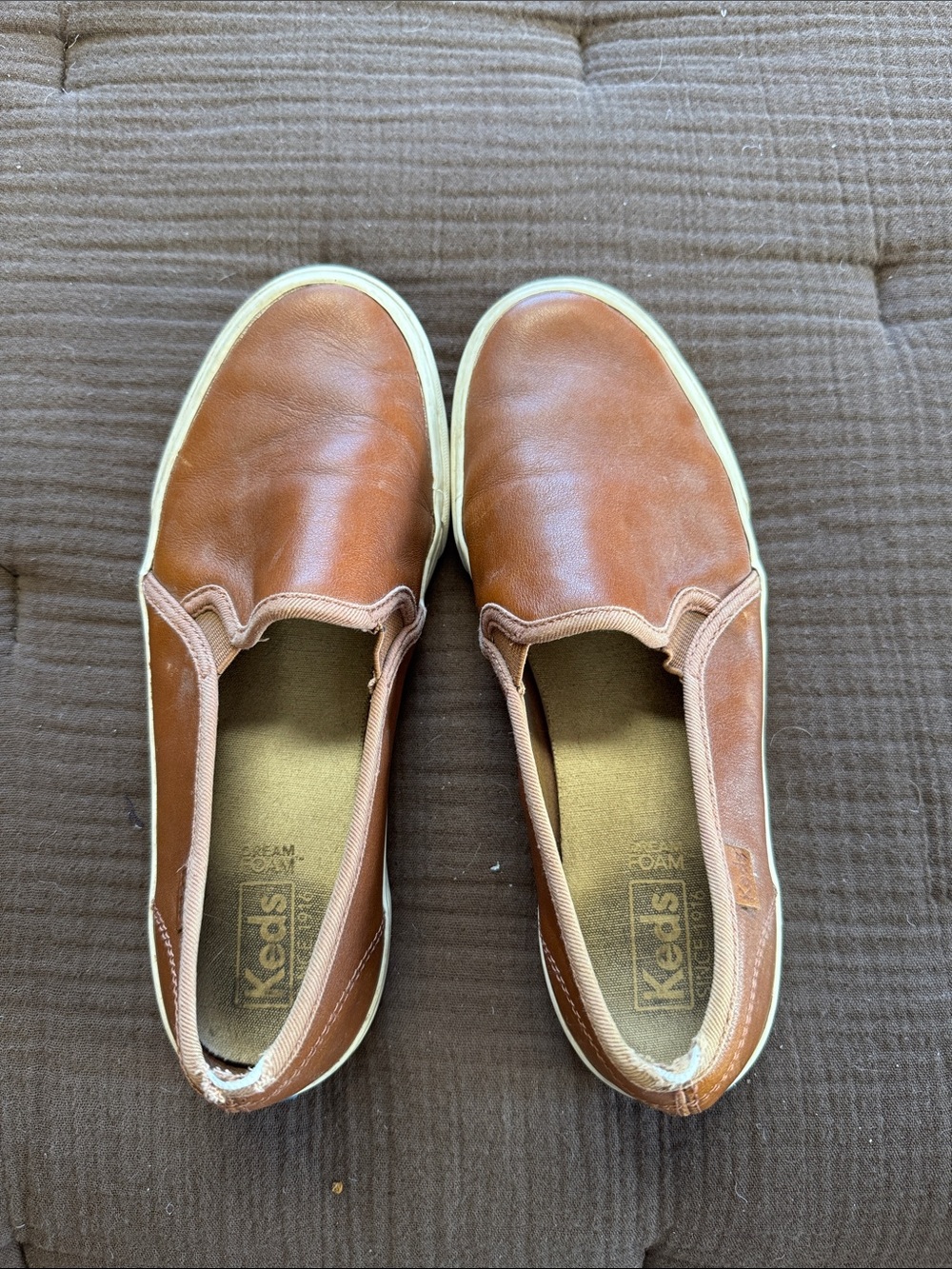 Keds Women’s  Slip-On Loafers in Tan Leather